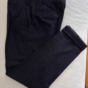 Blue donegal pleated trousers